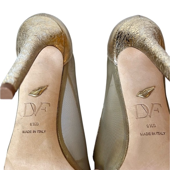 DVF Gold Mesh Stiletto Heels 9.5 - Picture 10 of 11